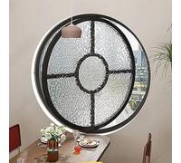 Finestra A Bilico Rotonda, La Finestra Circolare può Ruotare di 360°, Finestra-A Battente Girevole in Vetro Temperato con Maniglia per Bagno, Soggiorno, Cucina(Black+Black,50cm/19.6in)