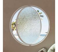 Finestra A Bilico Rotonda, La Finestra Circolare può Ruotare di 360°, Finestra-A Battente Girevole in Vetro Temperato con Maniglia per Bagno, Soggiorno, Cucina(White A,85cm/33in)