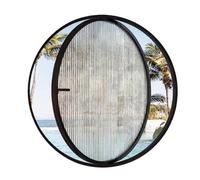 Finestra a oblò in vetro temperato, finestre di ventilazione rotonde girevoli a 360° con maniglia, finestra scorrevole a filo in alluminio, per bagno/cucina/camera da letto(Black,31.5in)