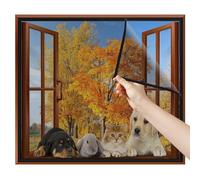 Finestra con zanzariera 100x185cm Zanzariere con striscia zanzariera anti mosca facile da aprire e installare che non richiede foratura,nero