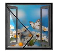 Finestra con zanzariera 110x120cm Zanzariera Zanzariera per finestra ad alta trasparenza con nastro adesivo Installazione semplice,nero
