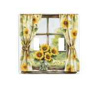 Finestra cottage con girasole vaso doppia gang interruttore luce copertura parete interruttore Decor dimensioni standard - 11,4 x 11,4 cm