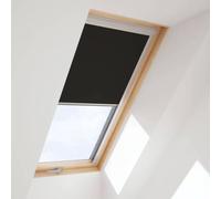 Finestra da tetto con tenda interna oscurante nera, legno, RoofLite+ made by Velux Group, Slim Pine, legno naturale di pino, grigio antracite simile a RAL 7016