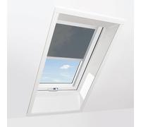 Finestra da tetto con tenda trasparente grigia, pvc, Ropal made by Roto, R4/7, 54x78 cm, bianco all’interno e grigio antracite simile a RAL 7016 all’esterno