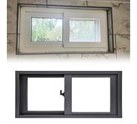 Finestra di ricambio scorrevole per cantina, 78,7 x 61 cm, cornice nera orizzontale, ad alta efficienza energetica, ideale per rinnovare bagno e cucina, migliora il valore della casa