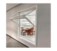 Finestra Di Servizio A Doppia Sospensione Con Vetro Temperato Da 5 Mm, Finestra Di Concessione Con Telaio In Alluminio Bianco Per Camion Di Cibo, Negozi, Decorazioni Per La Casa(WxH 30x32in/76x81cm)