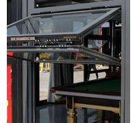 Finestra di servizio per camion di cibo in lega di alluminio con maniglia di bloccaggio, finestra pieghevole per la privacy per case, capannoni e pollai (larghezza x altezza 75 x 110 cm) - ideale per