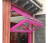 Finestra di servizio pieghevole in vetro rinforzato per camion alimentari, in alluminio resistente, maniglia di bloccaggio, rosa, 90 x 120 cm, perfetta per aziende ed eventi all'aperto