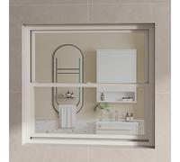 Finestra di Ventilazione Finestra Scorrevole su E Giù per Il Servizio Ristorazione in Lega Alluminio Finestra Seminterrato Di Ventilazione Con Zanzariera Per Casa Capannone(White,50X80CM)