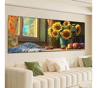 Finestra Diamond Painting Kit Completo, Fiore Diamond Painting Grande 150x50cm, Fai da Te 5D Diamantini Crystal Art Strass Ricamo a Punto Croce Artigianale Kit Decorazione Domestica, Regali 0R-56