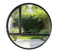 Finestra Finestra Scorrevole Rotonda Dal Profilo Sottile Con Vetro Temperato Da 5 Mm, Telaio In Alluminio Per Piccoli Spazi, Ristrutturazione Di Cucine E Balconi(Black,57 cm/22.4 in)