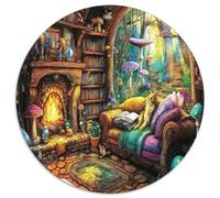 Finestra Foresta Fantastica Camino Accogliente Libreria Puzzle 1000 Pezzi Gioco di Puzzle 1000 Pezzi Relax Decorazione 1000pcs (67.5x67.5cm)