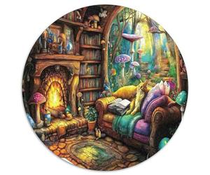 Finestra Foresta Fantastica Camino Accogliente Libreria Puzzle 1000 Pezzi Gioco di Puzzle 1000 Pezzi Relax Decorazione 1000pcs (67.5x67.5cm)