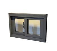 Finestra In Alluminio Scorrevole Orizzontale con Zanzariera e Vetrata Scorrevole - per Capannone Giardino, Ripostiglio, Cantina, Facile Installazione(Black,37x17"=94x43CM)