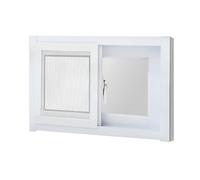 Finestra In Alluminio Scorrevole Orizzontale con Zanzariera e Vetrata Scorrevole - per Capannone Giardino, Ripostiglio, Cantina, Facile Installazione(Bianco,39x17"=99x43CM)