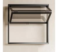 Finestra Interna Pieghevole a Doppia Anta, Finestra Concessione in Alluminio con Vetro Rinforzato, Finestra Scorrevole Commerciale Personalizzabile per Ristorante(Black,WxH 16x32in/40.6x81.2cm)