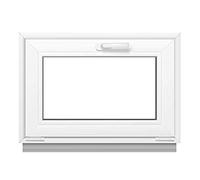 Finestra Komforta in plastica di alta qualità, colore bianco, 40 x 80 cm (larghezza x altezza), per garage/casa da giardino, con 2 vetri, funzione ribaltabile, finestra della cantina, tutte le