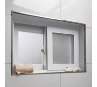 Finestra moderna in alluminio scorrevole orizzontale bianca con vetro smerigliato e schermi per privacy e ventilazione, grande finestra piccola per la casa (larghezza x altezza 80 x 40 cm)