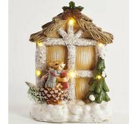 FINESTRA NATALIZIA IN RESINA CON LUCI MUSICA A LED SCOIATTOLO DECORO NATALE