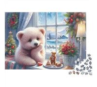 Finestra orso Natale Rompicapo 1000 Pezzi In Resistente E Durevole, Un Gioco Di Puzzle Per Brain Training Puzzle, Ideale Per Decorazione Casa, Enigma Del Regalo Di Natale 38x26cm/1000pcs