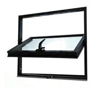 Finestra Passavivande Cucina & Taverna, Infisso a Bilico Alluminio 360°, Stile Industriale Nero per Interni, Bagno e Ristrutturazioni, Telaio 30mm, Vetro Temperato(Personalizzabile)