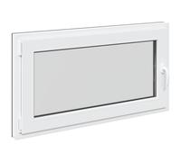 Finestra per cantina Risor, 110 x 70 cm, in PVC e vetro, antracite, con protezione termica e isolamento acustico, inclinabile e girevole, vetro isolante, con telaio e guarnizioni per cantina e casa