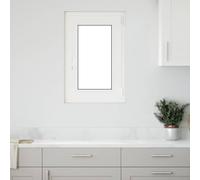 Finestra per cantina RISOR 50x75 cm in PVC e vetro bianco, meccanismo manuale inclinabile per flusso d'aria e luce solare, design moderno minimalista per cantina, facile da pulire