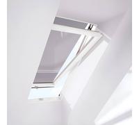 Finestra per tetti in PVC con tende regolabili, RoofLite+ made by Velux Group, Solid PVC, 55x78 cm, Bianco all'interno e antracite all'esterno, configurabile su misura