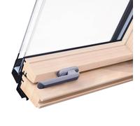 Finestra per tetti, legno, Ropal made by Roto, R4/7, apertura a bilico, 54x78 cm, legno naturale di pino, esterno grigio antracite simile a RAL 7016