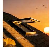 Finestra per tetti piatta nera a risparmio energetico, moderna lucernario con isolamento termico, dimensioni personalizzate per architettura (L85 x L100 cm)