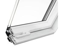 Finestra per tetti, pvc, Ropal made by Roto, R4/7, apertura a bilico, 54x78 cm, bianco all’interno e grigio antracite simile a RAL 7016 all’esterno