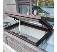 Finestra per tetto personalizzabile con apertura elettrica, vetro temperato e doppio strato, sollevamento a gas, telecomando e sensore di pioggia, per verande, seminterrati, soffitte(Brown,LxW 100x80c