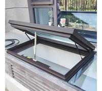 Finestra per tetto personalizzabile con apertura elettrica, vetro temperato e doppio strato, sollevamento a gas, telecomando e sensore di pioggia, per verande, seminterrati, soffitte(Gray,LxW 90x60cm/