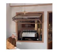 Finestra Pieghevole In Alluminio, Finestra A Doppia Sospensione Con Venature Del Legno Marrone Per Negozio Di Catering, Camera Con Vista Sul Mare(WxH 28x18in/71x46cm)