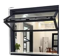 Finestra preferenziale doganale, Finestra scorrevole pieghevole a doppia sospensione con serratura in vetro e telaio in alluminio nero, dimensioni multiple(WxH 44x36in/111.7x91.4cm)