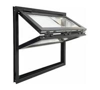 Finestra preferenziale doganale, Finestra scorrevole pieghevole in alluminio nero con vetro temperato e maniglia, dimensioni multiple(100x100cm/39.4x39.4in)
