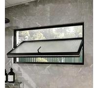 Finestra rettangolare girevole a 360° in vetro temperato, oblò decorativo con maniglia nera, 60 x 30 cm, ideale per casa e giardino