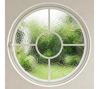 Finestra rotonda girevole a 360° in alluminio con vetro di sicurezza, oblò rotondo con maniglia di bloccaggio, finestra di ricambio per bagno e negozio (bianco/satinato, 80 cm)