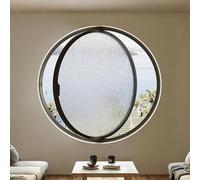 Finestra rotonda in vetro temperato, finestre girevoli a 360° con maniglia, finestre scorrevoli a bilico in alluminio a filo, per bagno e cucina(Black,23.6in)