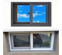 Finestra scorrevole in alluminio nero, 99 x 38 cm, ricambio sicuro per scantinati e pollai, resistente alle intemperie, design orizzontale, facile da installare, ideale per la ventilazione