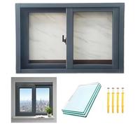 Finestra scorrevole in alluminio per cantina e casa, scorrevole scorrevole, orizzontale con vetro temperato, resistente alle intemperie, ideale per il bagno e la cucina di ricambio (nero, 86,4 x 68,6