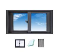 Finestra scorrevole mobile for seminterrato, piccole finestre scorrevoli di ricambio da 15/20/24/27/31/32 pollici con zanzariera, con vetro isolante a doppio pannello(Gray,24inx15in)