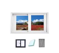 Finestra scorrevole mobile for seminterrato, piccole finestre scorrevoli di ricambio da 15/20/24/27/31/32 pollici con zanzariera, con vetro isolante a doppio pannello(White,31inx22in)