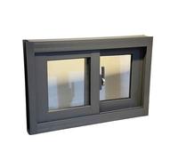 Finestra scorrevole nera con serratura, vetro di sicurezza per casa, garage, bagno, pollaio e porta mobile di ricambio (larghezza 55 x altezza 50 cm)