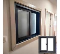 Finestra scorrevole orizzontale in alluminio con zanzariera for ventilazione di cantina/garage/cucina - Vetro temperato da 5 mm(Black,38x15in)