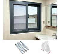 Finestra scorrevole orizzontale in alluminio per capannone con doppio vetro, ricambio per cantina, piccolo vetro temperato e schermo rimovibile, pollaio, garage, bagno (nero) 91,4 x 48,3 cm)