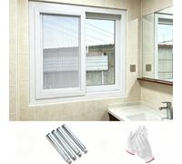 Finestra scorrevole orizzontale in alluminio per capannone con doppio vetro, ricambio per cantina, piccolo vetro temperato e schermo rimovibile, pollaio, garage, bagno (bianco (HxW), 53,3 x 66 cm)