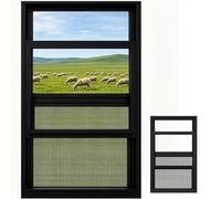 Finestra scorrevole orizzontale personalizzata 61 x 109,2 cm, colore nero di vitello, per capanni e cantine - Solut Ventilat per miglioramento della casa e luce naturale migliorata