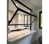 Finestra scorrevole pieghevole a forma di vitello con serratura, per servizio commerciale, finestra a doppia sospensione, per servizi alimentari (41x39in / 1050 x 1000 mm)