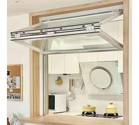 Finestra scorrevole pieghevole in alluminio bianco per catering, stand concessioni, case mobili, finestra di vetro passaggio attraverso 86,4 x 86,4 cm, senza telaio inferiore
